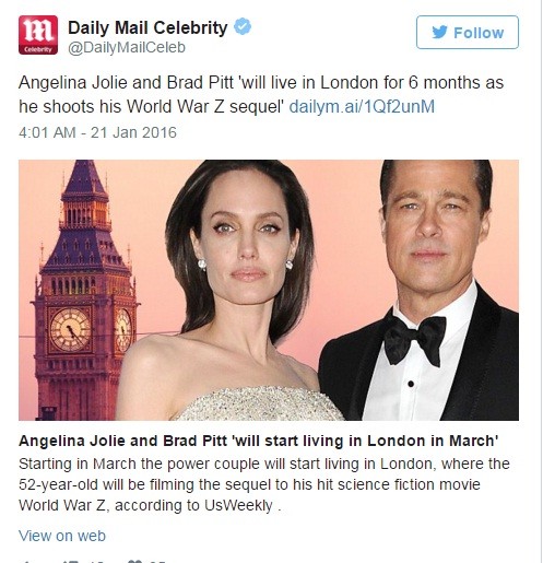 Dinh tin don ly than Angelina Jolie Brad Pitt sap chuyen den London